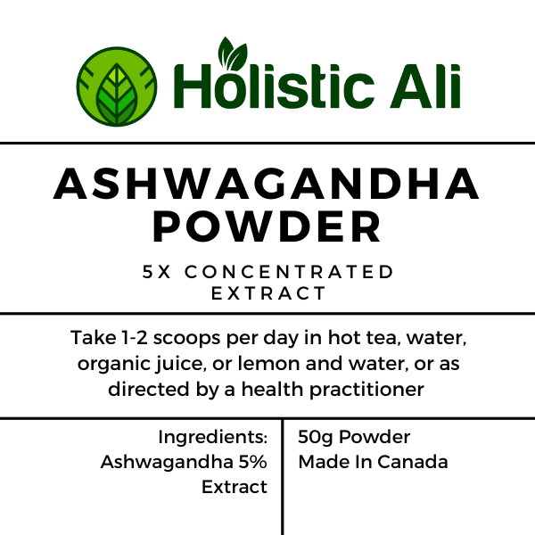 Ashwagandha 5% Extract Powder, 50g – Organic adaptogenic supplement traditionally used to help manage stress, increase energy, and support cognitive function and immune health,