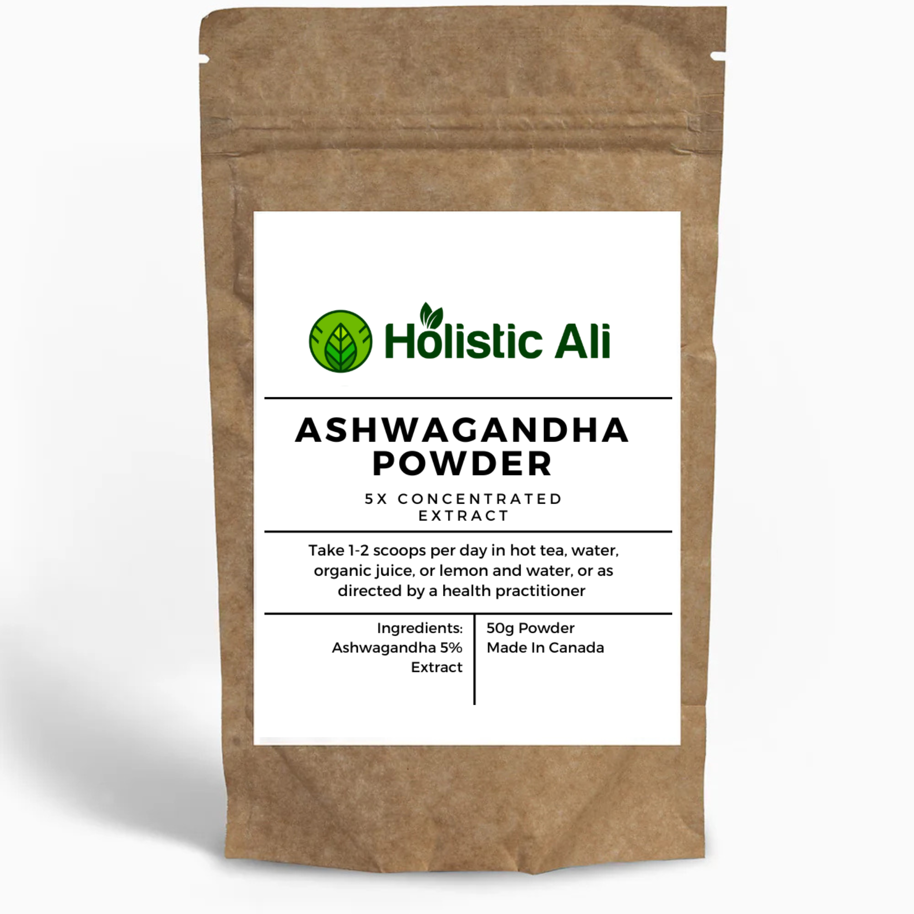 Ashwagandha 5% Extract Powder, 50g – Organic adaptogenic supplement traditionally used to help manage stress, increase energy, and support cognitive function and immune health.