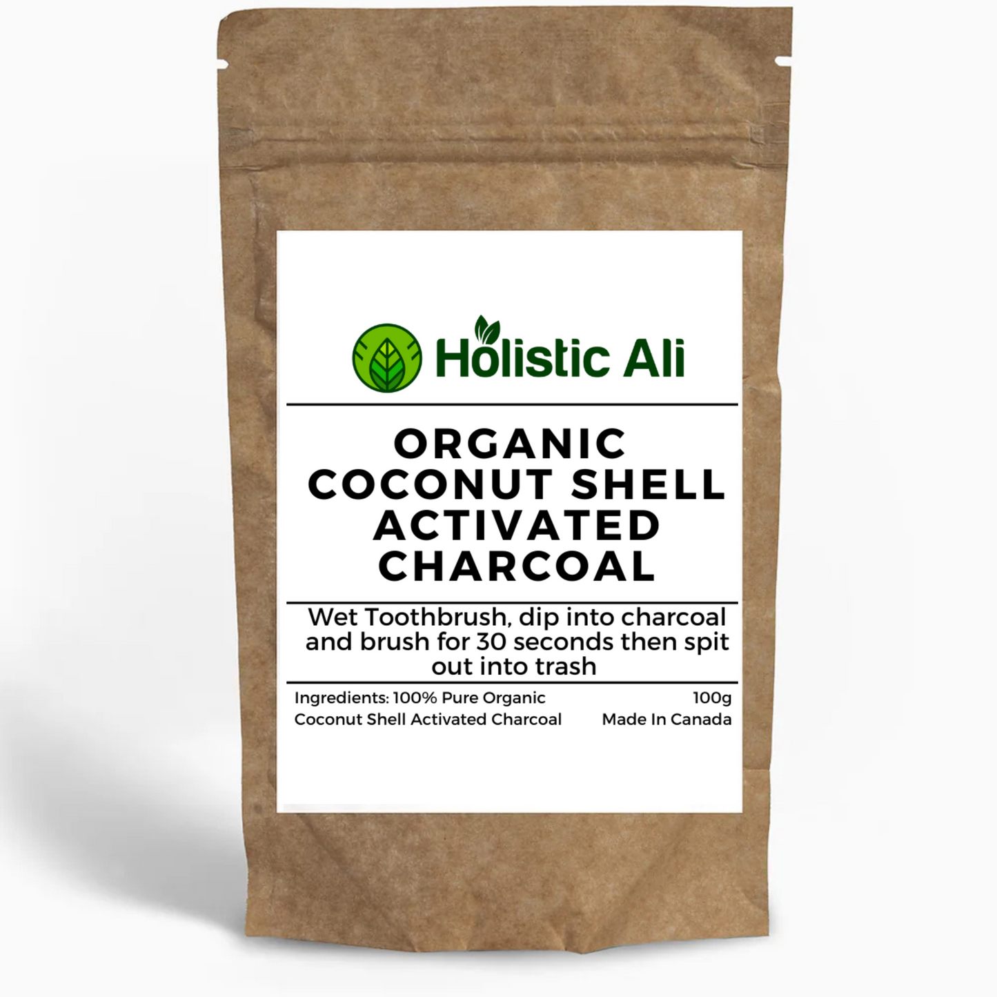 Organic Coconut Shell Activated Charcoal 100g + Free Toothbrush