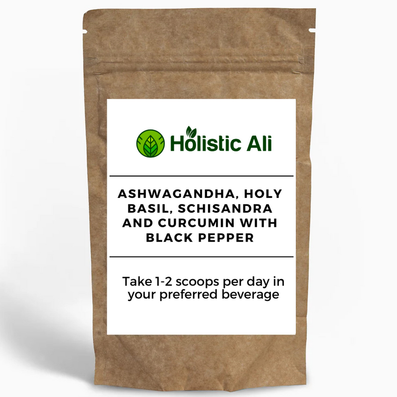 Ashwagandha, Holy Basil, Schisandra and Curcumin with Black Pepper (2 sizes)