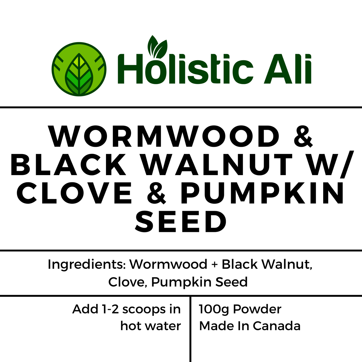 Wormwood + Black Walnut w/ Clove & Pumpkin Seed 100g