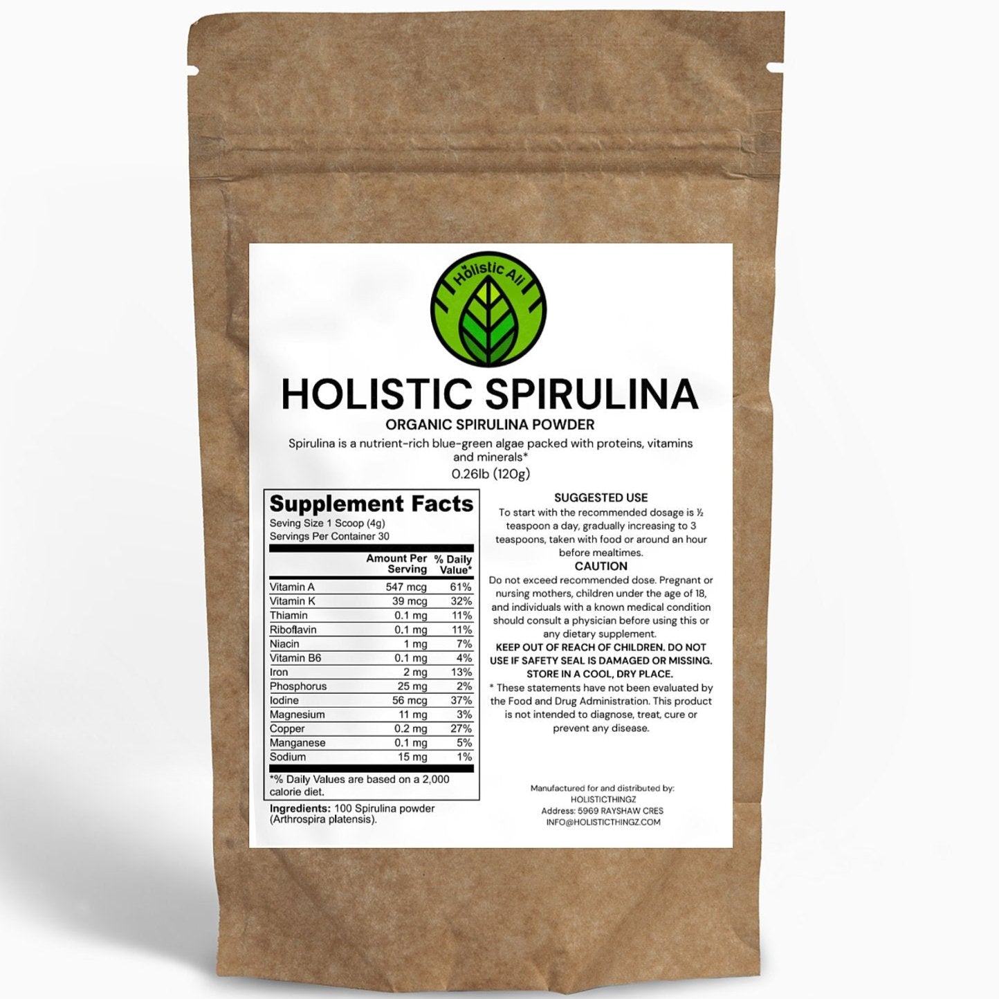 Holistic Organic Spirulina Powder