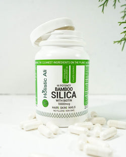 Bamboo Silica with Biotin and Choline, 90 Capsules – A beauty supplement that may support hair strength, glowing skin, and resilient nails. Designed for holistic beauty support.